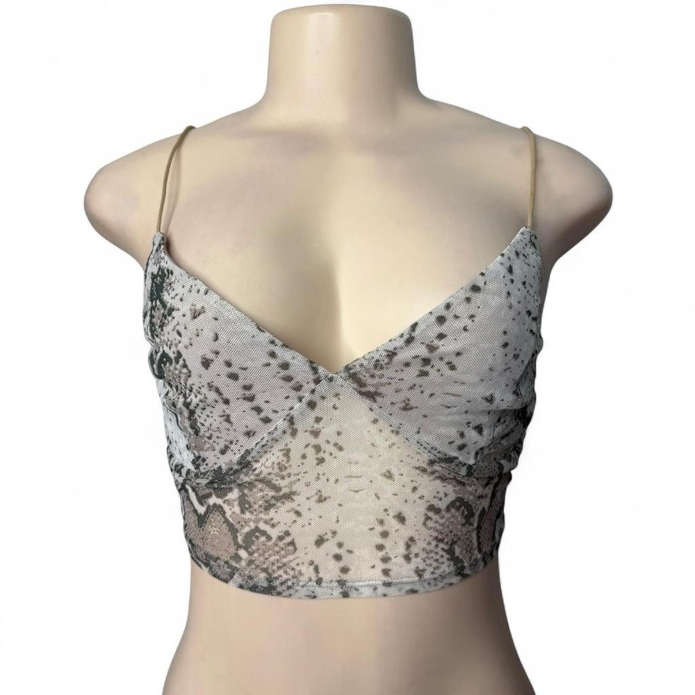 Snake Print Cropped Cami Top in grey